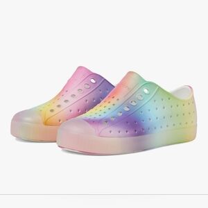 NATIVE Jefferson Kids Slip-On Shoes, Rainbow/white/transluscent, Size 2